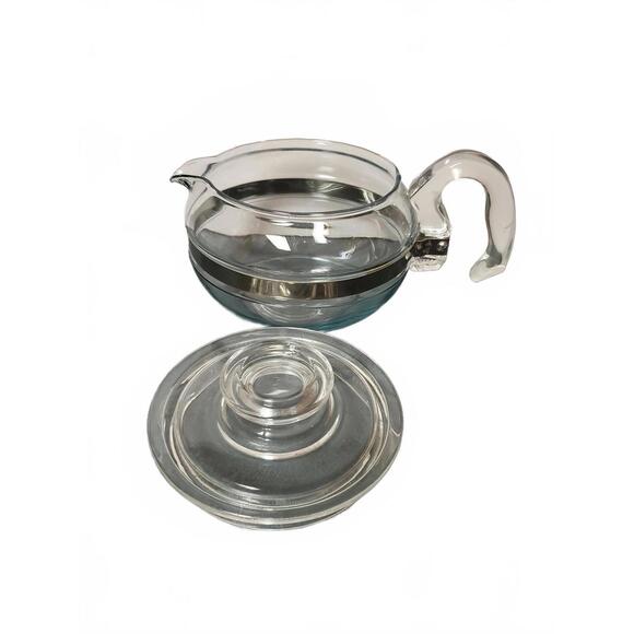 Pyrex Tea pot Flameware 8446-B Blue Glass 6 Cup Stovetop Kettle Antique old - Picture 2 of 3